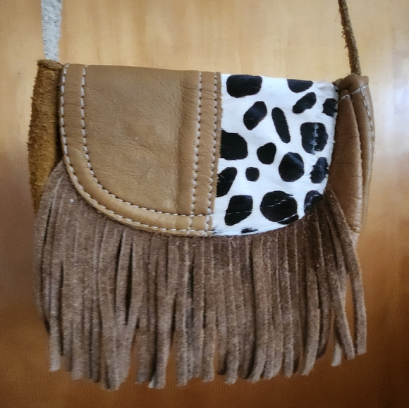 Suede/Leather Small Bag/Wallet with Hair on Cowhide - Picture 4 of 16